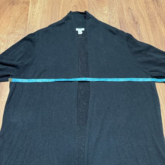 J.Jill Womens Solid Black Open Front Linen Blend Cardigan Sweater Size Large - Picture 8 of 10